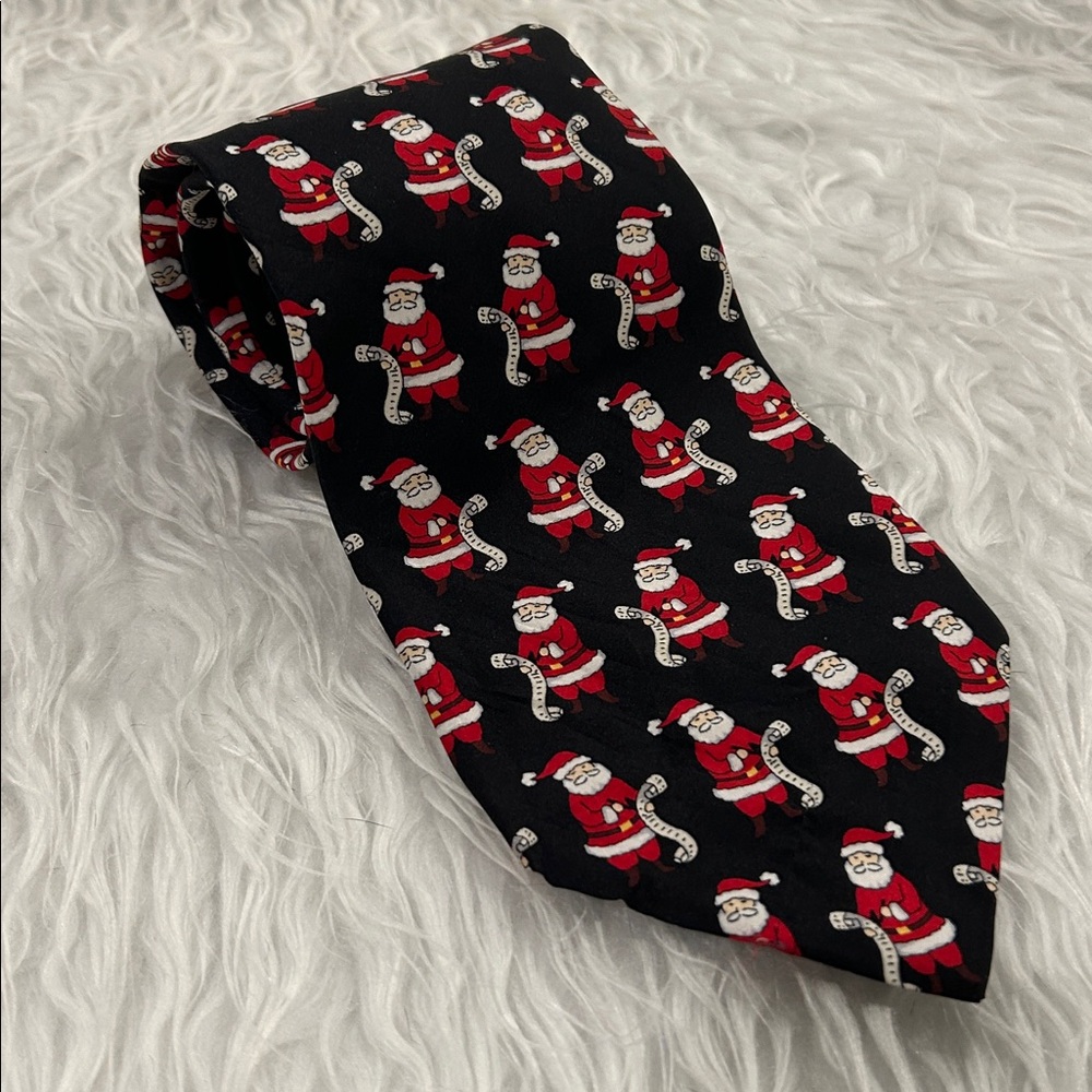 Christmas Santa Claus Silk Necktie He’s Making A List Holiday Spirit Claybrooke